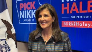 Nikki Haley smiling, representing her rising popularity in politics