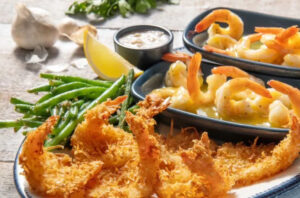 Crowded Red Lobster restaurant with guests enjoying endless shrimp